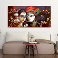 Beautiful Lord Radha Krishna with Flute Canvas Wall Painting Decor Mantra