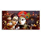 Beautiful Lord Radha Krishna with Flute Canvas Wall Painting Decor Mantra