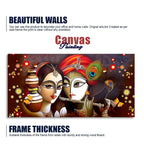Beautiful Lord Radha Krishna with Flute Canvas Wall Painting Decor Mantra