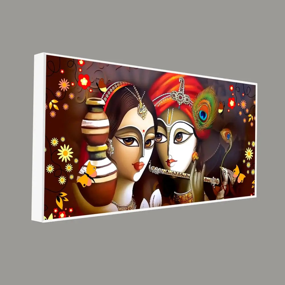 Beautiful Lord Radha Krishna with Flute Canvas Wall Painting Decor Mantra