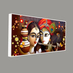 Beautiful Lord Radha Krishna with Flute Canvas Wall Painting Decor Mantra