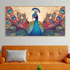 Beautiful Peacock in Traditional Style Canvas Wall Painiting Harshita Crafts
