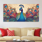 Beautiful Peacock in Traditional Style Canvas Wall Painiting Harshita Crafts