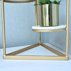 Beautiful Premium Looking Sturdy Metal Planter Stand With White Round Marble At Top - 4 Tier - Decor Mantra 