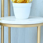 Beautiful Premium Looking Sturdy Metal Planter Stand With White Round Marble At Top - 4 Tier - Decor Mantra 