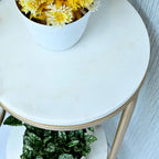 Beautiful Premium Looking Sturdy Metal Planter Stand With White Round Marble At Top - 4 Tier - Decor Mantra 
