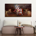 Beautiful Radha Krishna with Playing Flute Canvas Wall Painting