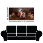 Beautiful Radha Krishna with Playing Flute Canvas Wall Painting