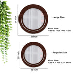 Beautiful Rounded Shape Designer Vanity Wooden Wall Mirror - Decor Mantra 