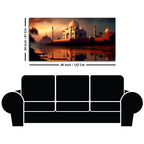 Beautiful View of Taj Mahal at Sunset Canvas Wall Painting