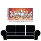 Beautiful White Seven Running Horse Premium Canvas Wall Painting Decor Mantra