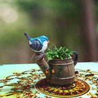 Resin Mini Watering Can Planter with Cute Bird - Harshita Craft