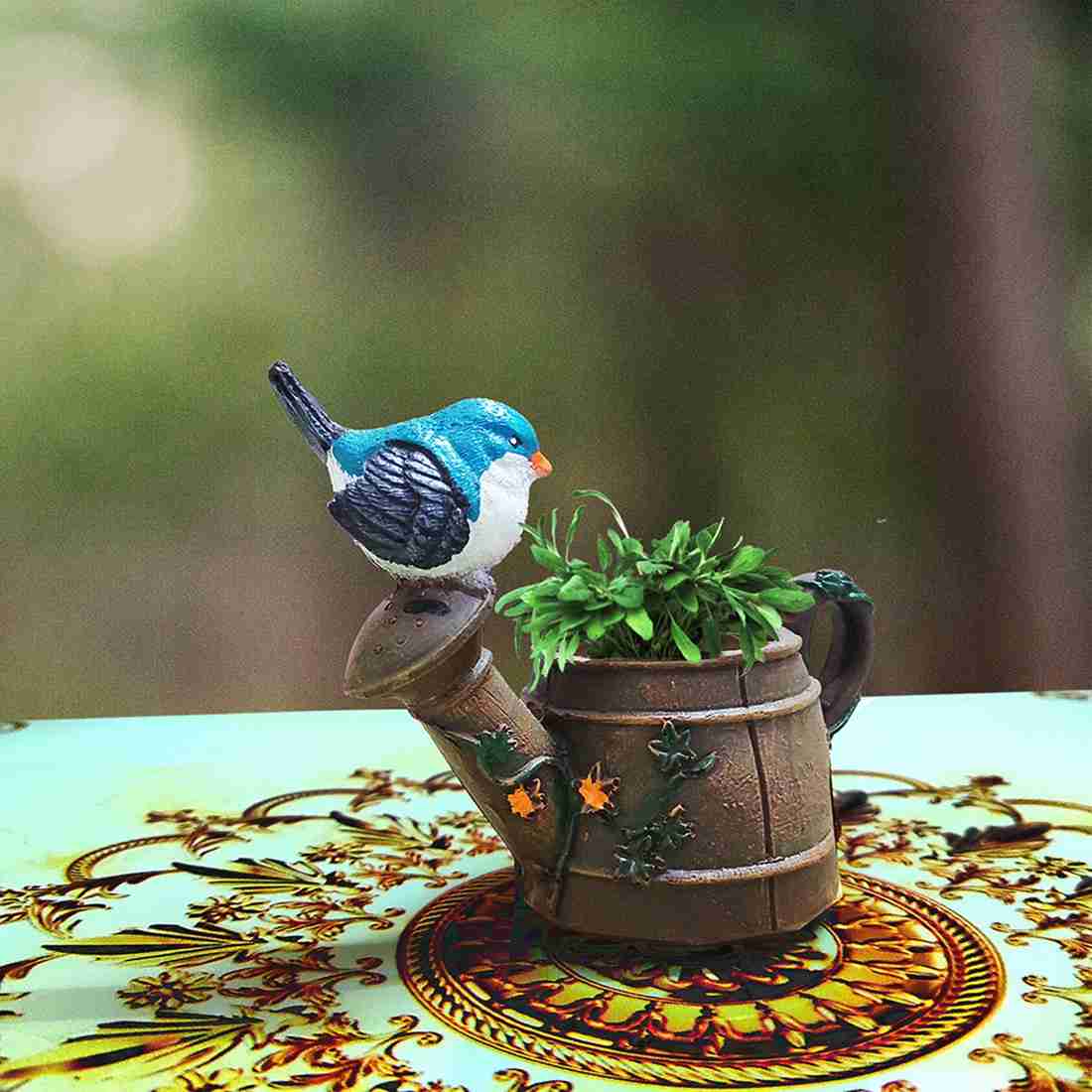 Resin Mini Watering Can Planter with Cute Bird - Harshita Craft