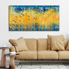 Birds Flying Over Golden Trees Forest Wall Painting Harshita Crafts