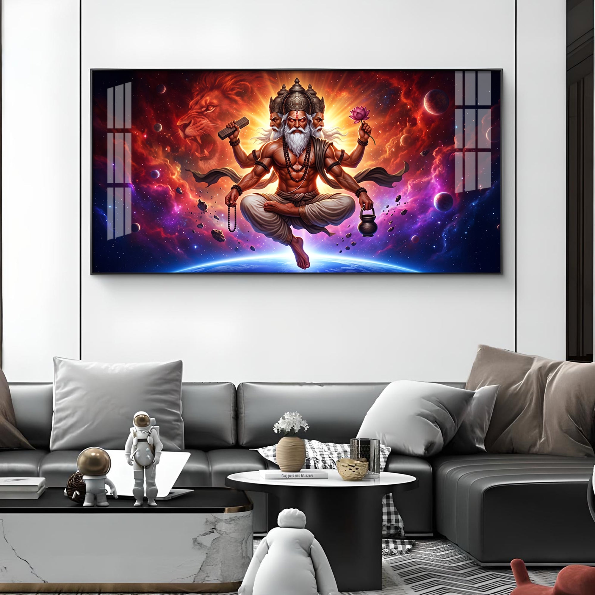 God Brahma Glass Finish Horizontal Wall Art