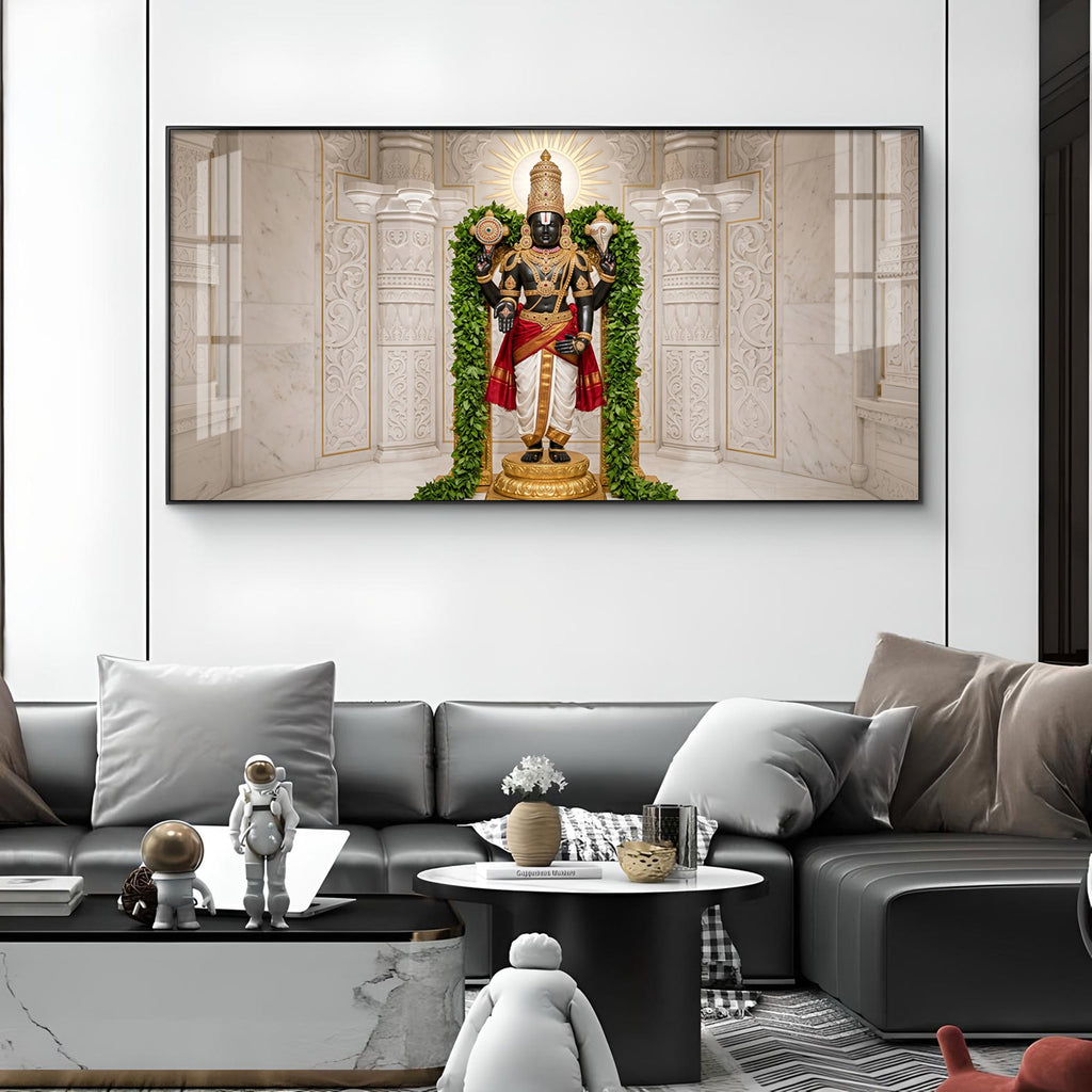 Lord Venkateswara Glass Finish Horizontal Wall Art
