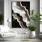 Golden Veins on Black Premium Acrylic Vertical Wall Art