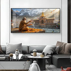 Divine Badrinath Dham Glass Finish Horizontal Wall Art