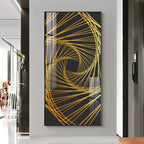 Abstract Golden Lines Design Premium Acrylic Vertical Wall Art