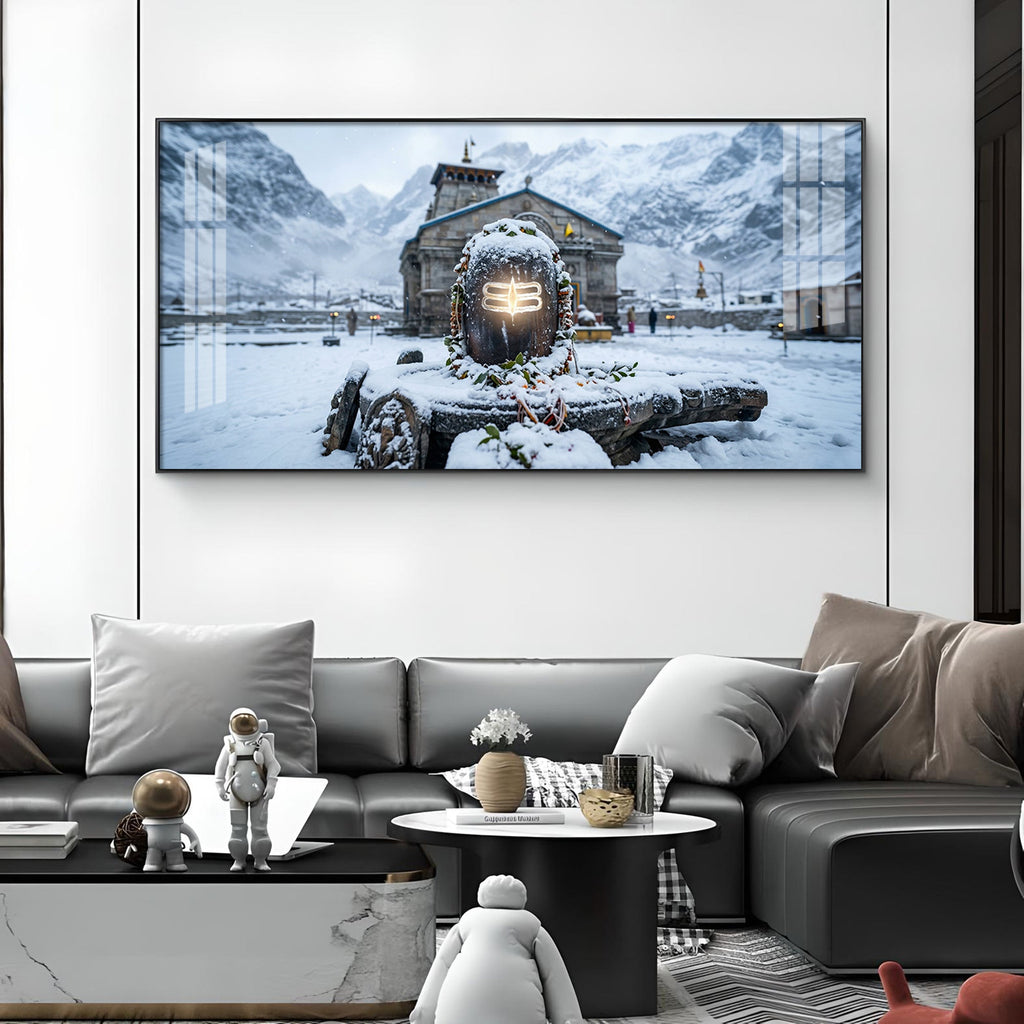 Bhole Baba In Kedarnath Glass Finish Horizontal Wall Art