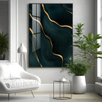 Golden Wave Fusion Premium Acrylic Vertical Wall Art