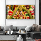 Goddess Meenakshi Amman Glass Finish Horizontal Wall Art