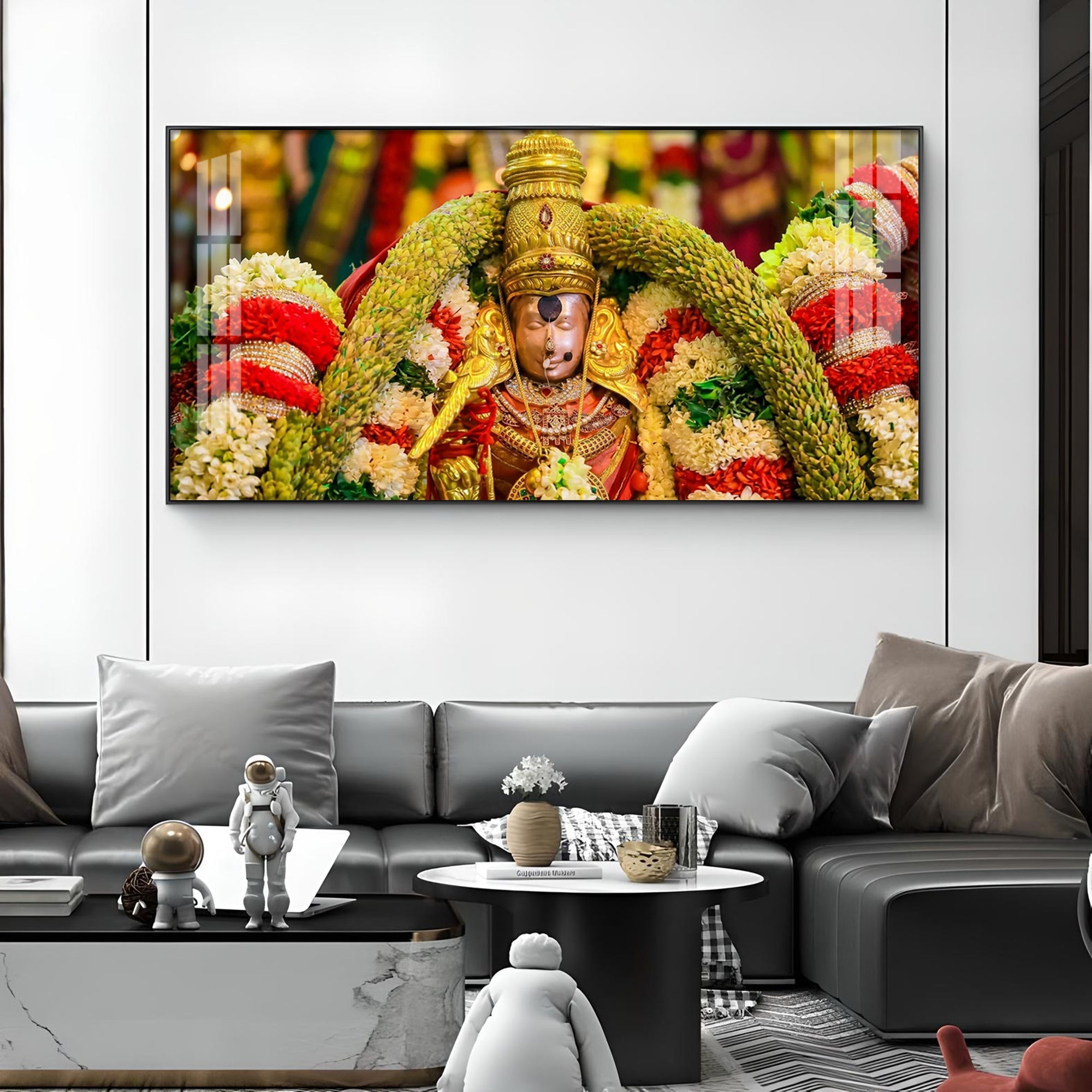 Goddess Meenakshi Amman Glass Finish Horizontal Wall Art