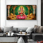 Lakshmi Mata Glass Finish Horizontal Wall Art