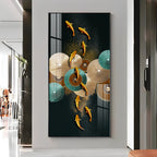 Koi Fish & Fan Designs Premium Acrylic Vertical Wall Art
