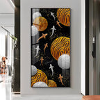 Circular Shapes With Fish Premium Acrylic Vertical Wall Art