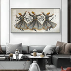 Sufi Whirling Dervishes Dance Glass Finish Horizontal Wall Art