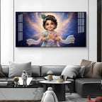 Little Krishna Glass Finish Horizontal Wall Art