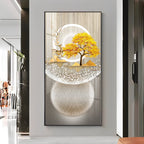 Golden Tree Nature's Embrace Premium Acrylic Vertical Wall Art