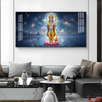 Vishnu Bhagwan Divine Universe Glass Finish Horizontal Wall Art