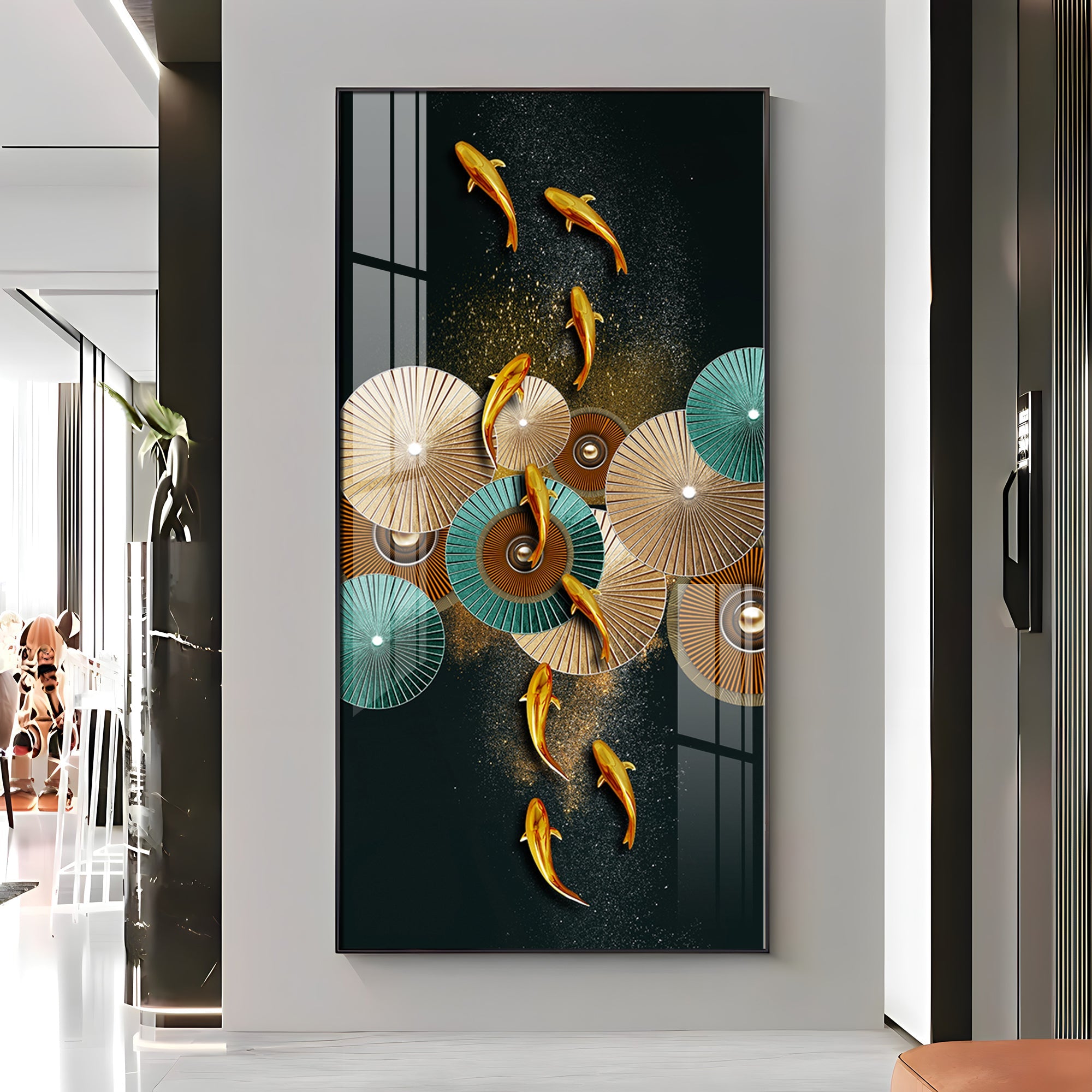 Serene Koi Fish Premium Acrylic Vertical Wall Art