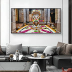 Omkareshwar Jyotirlinga Glass Finish Horizontal Wall Art