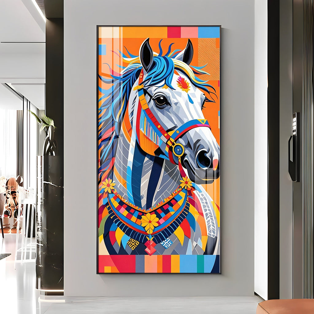 Multicolored Horse Premium Acrylic Vertical Wall Art
