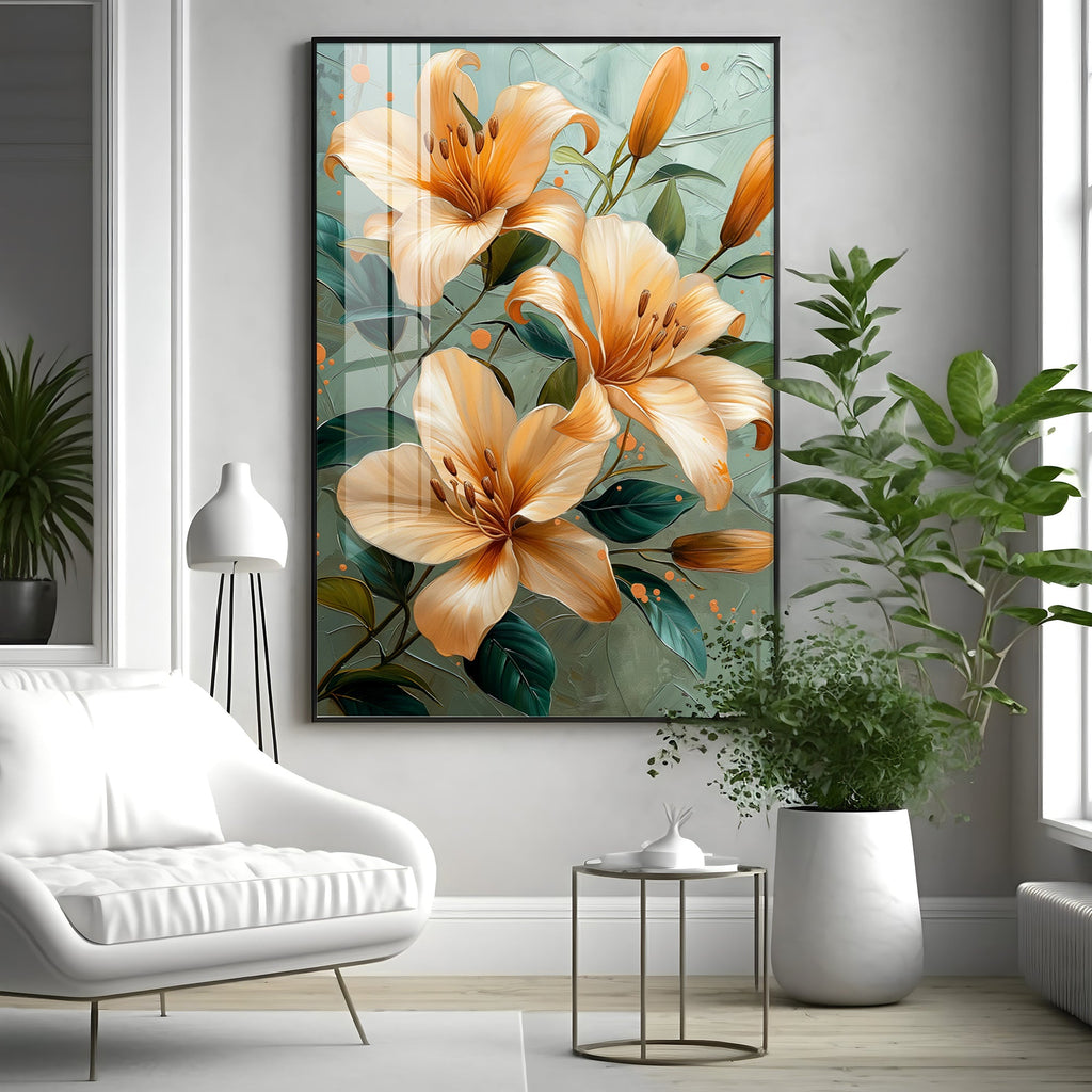 Elegant Orange Lily Flower Premium Acrylic Vertical Wall Art