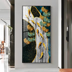 Gold Fish & Feathers Premium Acrylic Vertical Wall Art