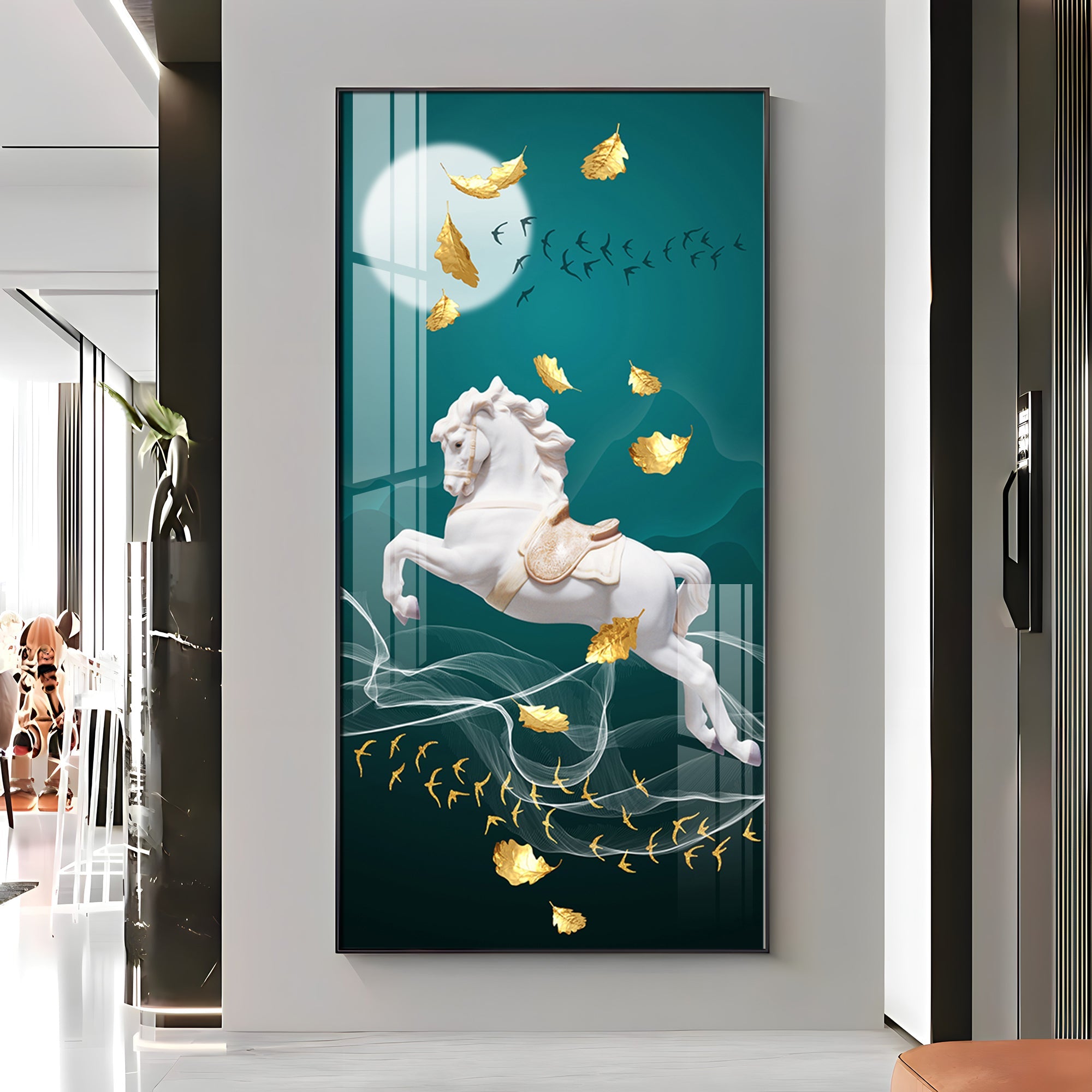 White Horse Premium Acrylic Vertical Wall Art