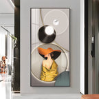 Modern Girl With Orange Hat Premium Acrylic Vertical Wall Art