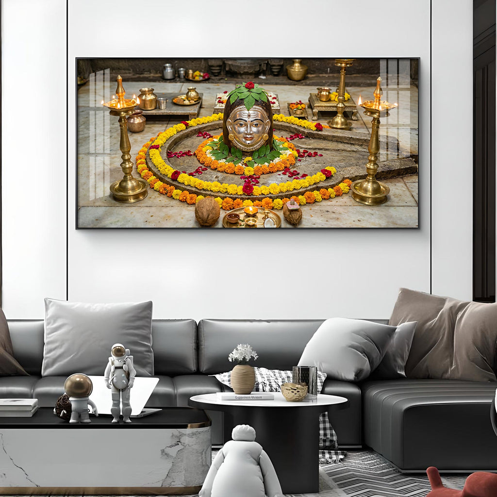 Trimbakeshwar Jyotirlinga Glass Finish Horizontal Wall Art