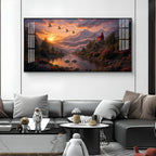 Vibrant Sunrise Glass Finish Horizontal Wall Art