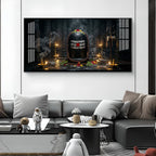 Mahadev Shivling Divine Aura Glass Finish Horizontal Wall Art