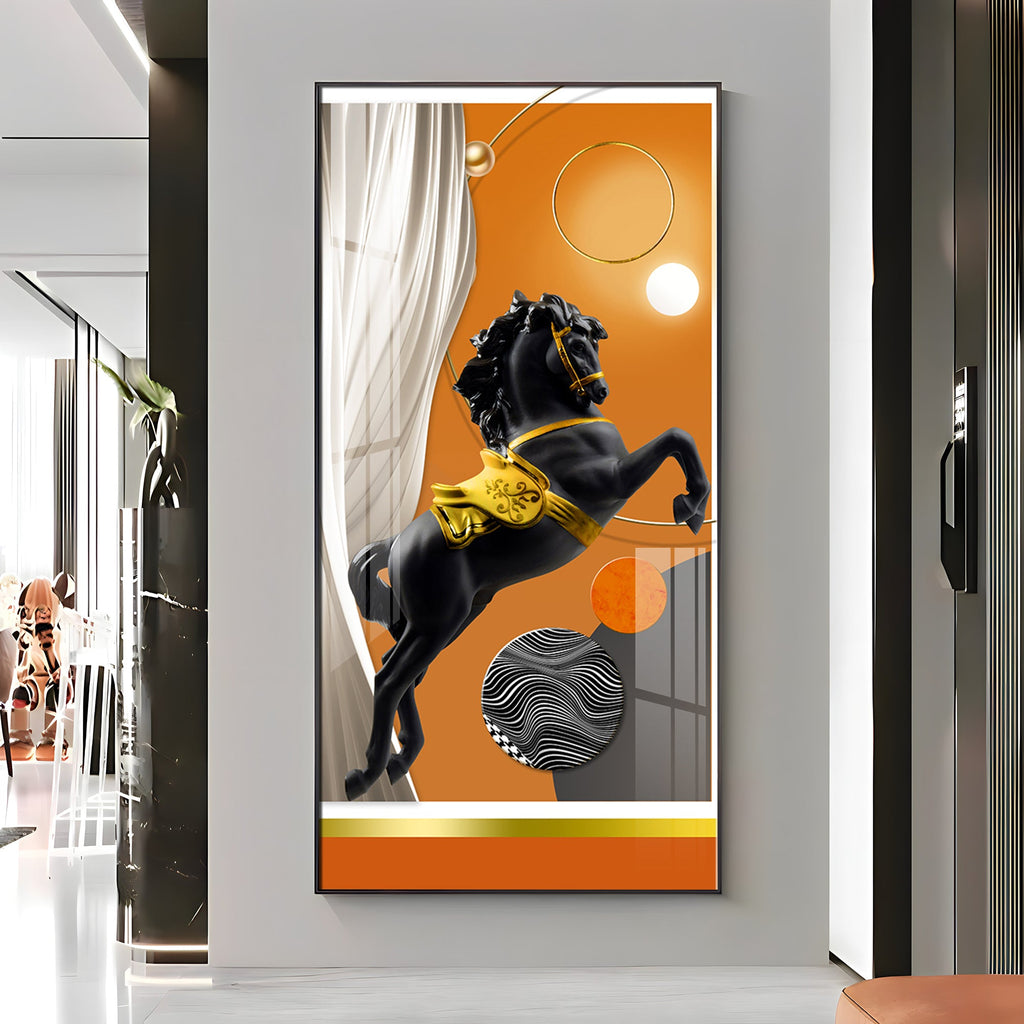 Muscular Black Horse Premium Acrylic Vertical Wall Art