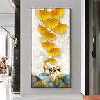 Elk Leaves With Deer Premium Acrylic Vertical Wall Art