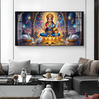 Maa Laxmi Glass Finish Horizontal Wall Art