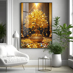 Golden Money Tree Premium Acrylic Vertical Wall Art