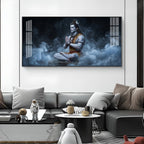 Lord Shiva In A Deep Meditative State Glass Finish Horizontal Wall Art
