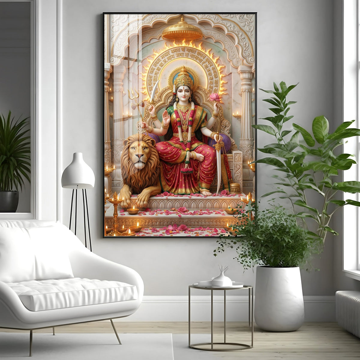 Maa Durga Premium Acrylic Vertical Wall Art